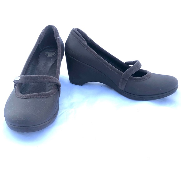 Crocs Brown Wedge sz 6W - Picture 12 of 13